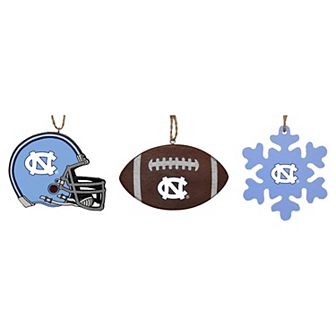 The Memory Company North Carolina Tar Heels Three-Pack Helmet, Football & Snowflake Ornament Set