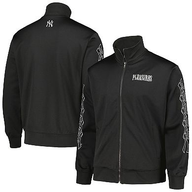 Men's PLEASURES Black New York Yankees Pitcher Full-Zip Track Jacket