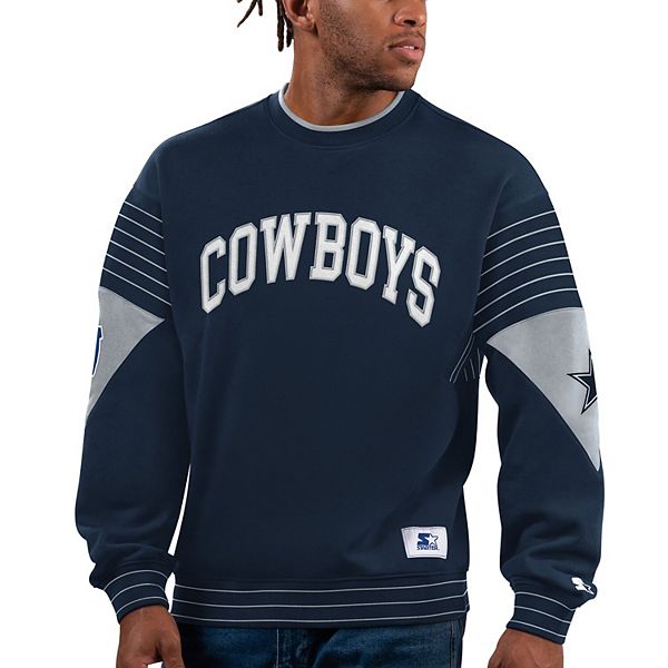 Men's Starter Navy Dallas Cowboys Face-Off Pullover Sweatshirt