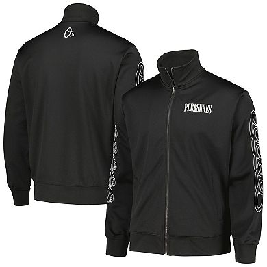 Men's PLEASURES Black Baltimore Orioles Pitcher Full-Zip Track Jacket