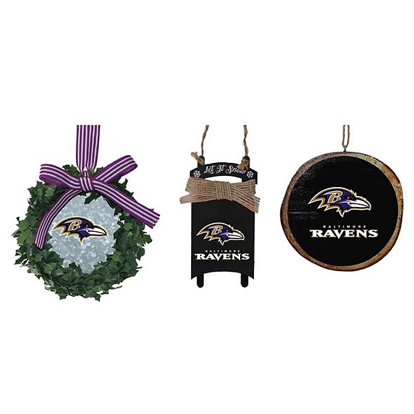 The Memory Company Baltimore Ravens Three-Pack Wreath, Sled & Circle ...