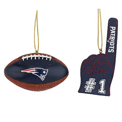 The Memory Company New England Patriots Football & Foam Finger Ornament Two-Pack
