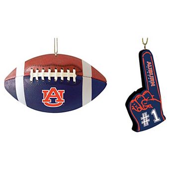 The Memory Company Auburn Tigers Football & Foam Finger Ornament Two-Pack