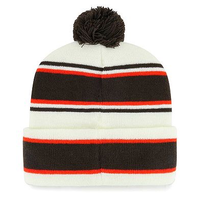 Youth '47 White Cleveland Browns Stripling Cuffed Knit Hat with Pom
