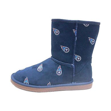 Women's Cuce Navy Tennessee Titans Allover Logo Boots