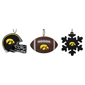 The Memory Company Iowa Hawkeyes Three-Pack Helmet, Football & Snowflake Ornament Set