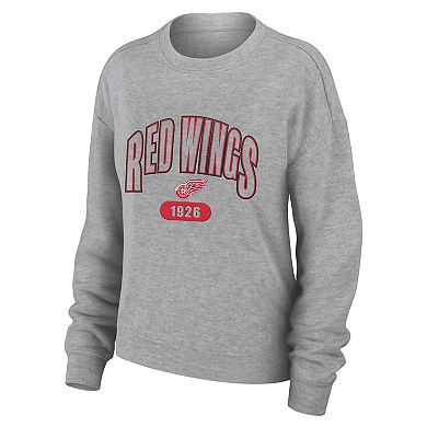 Women's WEAR by Erin Andrews Heather Gray Detroit Red Wings Knit Long Sleeve Tri-Blend T-Shirt & Pants Sleep Set