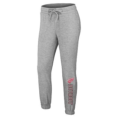 Women's WEAR by Erin Andrews Heather Gray Detroit Red Wings Knit Long Sleeve Tri-Blend T-Shirt & Pants Sleep Set