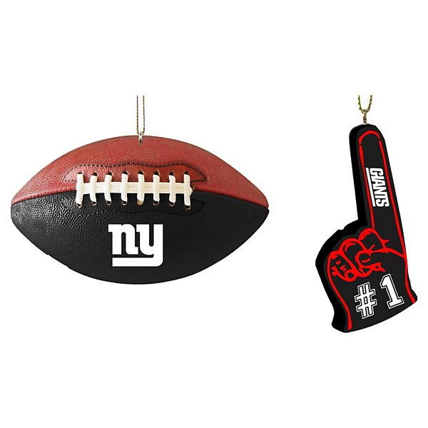 The Memory Company New York Giants Football & Foam Finger Ornament TwoPack