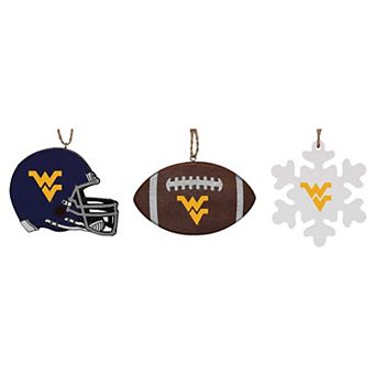 The Memory Company West Virginia Mountaineers Three-Pack Helmet, Football & Snowflake Ornament Set