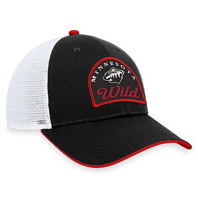 Men's Fanatics Branded Black/White Minnesota Wild Fundamental Adjustable Hat