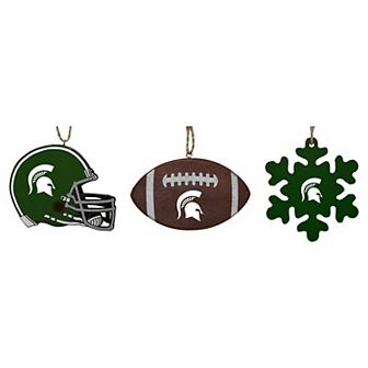 The Memory Company Michigan State Spartans Three-Pack Helmet, Football & Snowflake Ornament Set