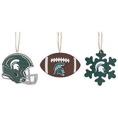 The Memory Company Michigan State Spartans Three-Pack Helmet, Football & Snowflake Ornament Set