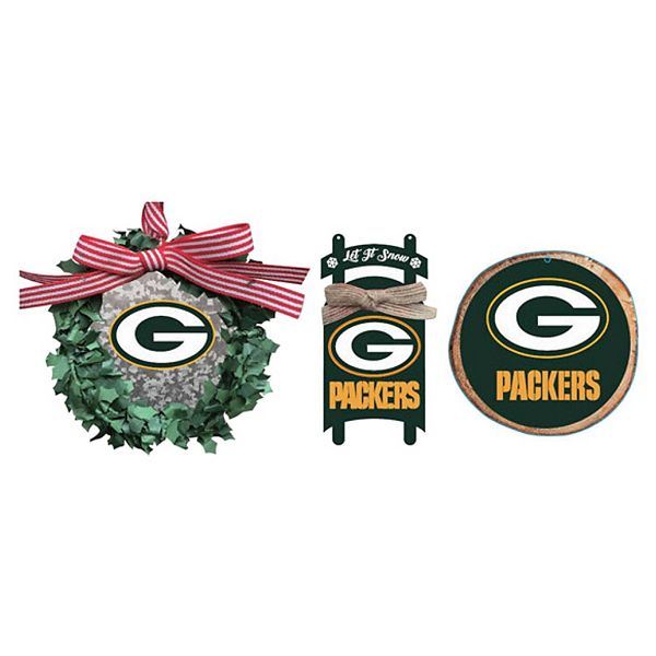 The Memory Company Green Bay Packers Three-Pack Wreath, Sled & Circle ...