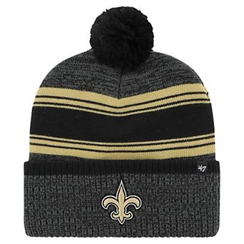 Men's '47 Black New Orleans Saints Fadeout Cuffed Knit Hat with Pom