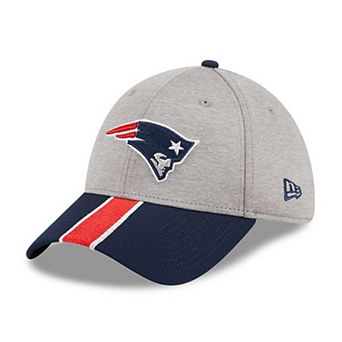 Men's New Era Heather Gray/Navy New England Patriots Striped 39THIRTY Flex Hat