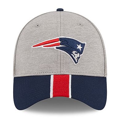 Men's New Era Heather Gray/Navy New England Patriots Striped 39THIRTY Flex Hat