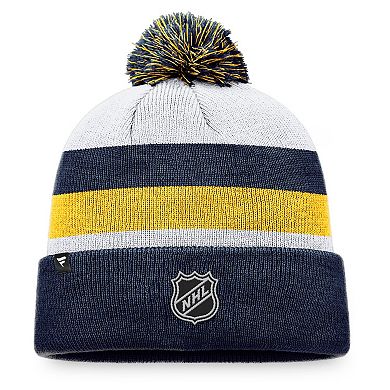 Men's Fanatics Branded Navy/Gold St. Louis Blues Fundamental Cuffed Knit Hat with Pom