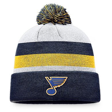 Men's Fanatics Branded Navy/Gold St. Louis Blues Fundamental Cuffed Knit Hat with Pom