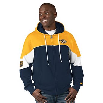 Men's Starter Navy/Gold Nashville Predators Power Forward Full-Zip Hoodie