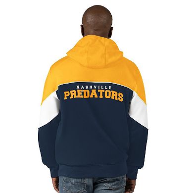 Men's Starter Navy/Gold Nashville Predators Power Forward Full-Zip Hoodie