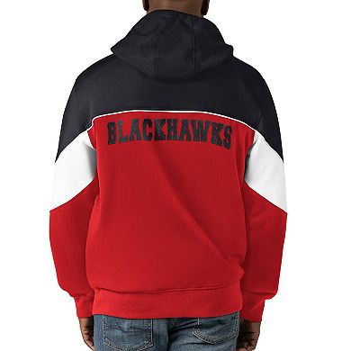 Men's Starter Red/Black Chicago Blackhawks Power Forward Full-Zip Hoodie