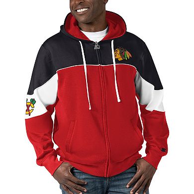 Men's Starter Red/Black Chicago Blackhawks Power Forward Full-Zip Hoodie