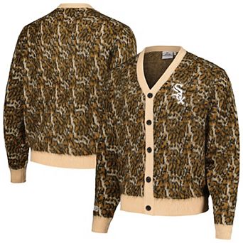 Men's Brown Chicago White Sox Cheetah Cardigan Button-Up Sweater