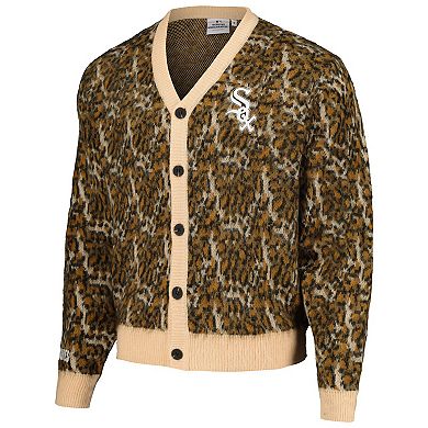 Men's PLEASURES Brown Chicago White Sox Cheetah Cardigan Button-Up Sweater