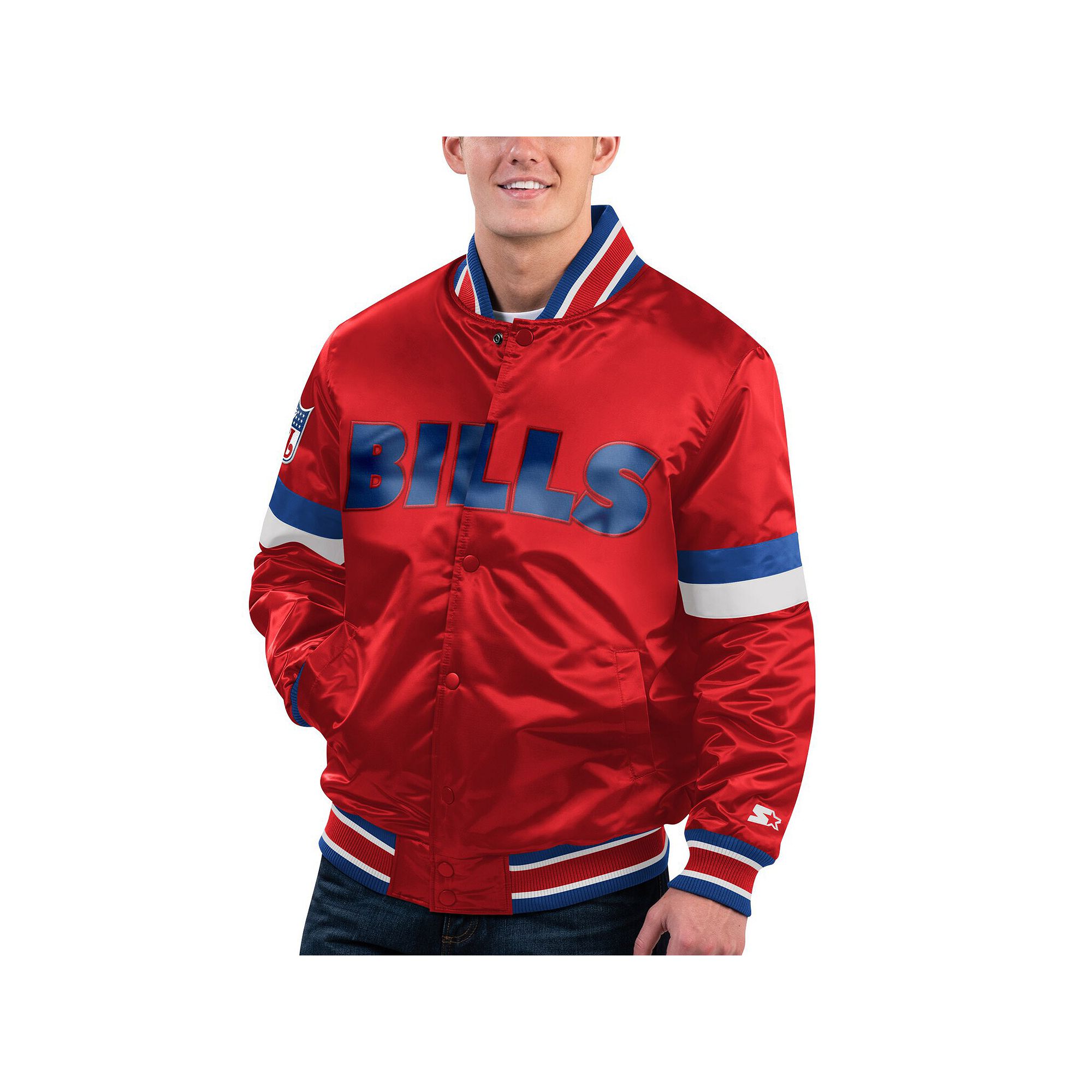 Mens Starter Red Buffalo Bills Gridiron Classics Home Game Satin Full-Snap