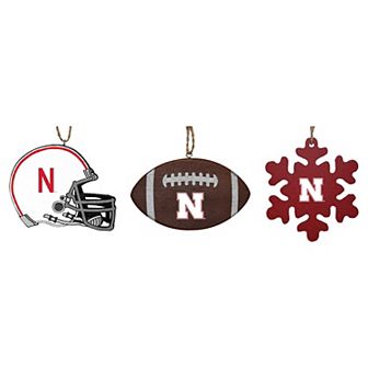 The Memory Company Nebraska Huskers Three-Pack Helmet, Football & Snowflake Ornament Set