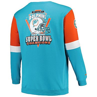 Men's Mitchell & Ness Aqua Miami Dolphins Big & Tall Fleece Pullover Sweatshirt
