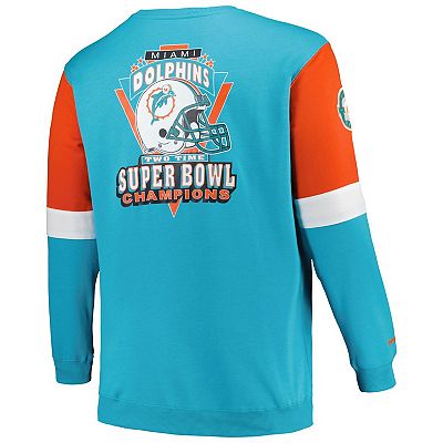 Men s Mitchell Ness Aqua Miami Dolphins Big Tall Fleece Pullover Hoodie