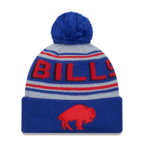 Men's New Era Royal Buffalo Bills Throwback Main Cuffed Knit Hat with Pom