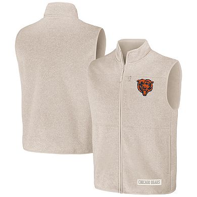 Men's NFL x Darius Rucker Collection by Fanatics  Oatmeal Chicago Bears Full-Zip Sweater Vest