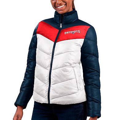 Women's G-III 4Her by Carl Banks White/Navy New England Patriots New Star Quilted Full-Zip Jacket