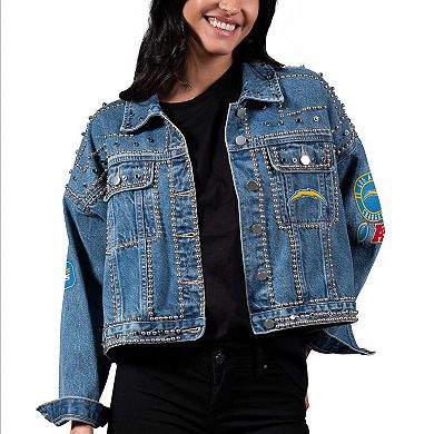 Women's G-III 4Her by Carl Banks Los Angeles Chargers First Finish Medium Denim Full-Button Jacket