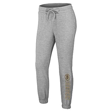 Women's WEAR by Erin Andrews Heather Gray Boston Bruins Knit Long Sleeve Tri-Blend T-Shirt & Pants Sleep Set