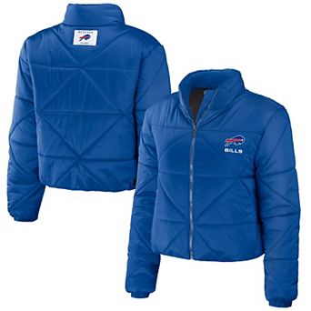 Women's WEAR by Erin Andrews Royal Buffalo Bills Cropped Puffer Full-Zip Jacket
