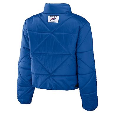 Women's WEAR by Erin Andrews Royal Buffalo Bills Cropped Puffer Full-Zip Jacket