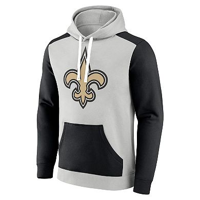 Men's Fanatics Branded Silver/Black New Orleans Saints Big & Tall Team Fleece Pullover Hoodie