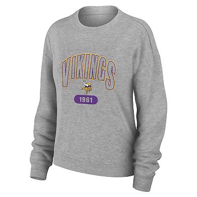 Women's WEAR by Erin Andrews Heather Gray Minnesota Vikings Plus Size Knitted Tri-Blend Long Sleeve T-Shirt & Pants Lounge Set