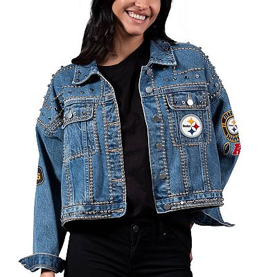 Women s G III 4Her by Carl Banks Pittsburgh Steelers First Finish Medium Denim Full Button Jacket