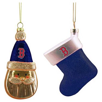 Boston Red Sox Two-Pack Santa & Stocking Blown Glass Ornament Set