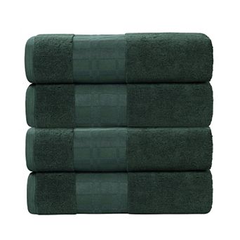 SUPERIOR 4 pc Larissa Geometric Embroidered Jacquard Border Cotton Bath Towel Set