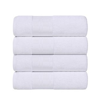 SUPERIOR 4 pc Larissa Geometric Embroidered Jacquard Border Cotton Bath Towel Set