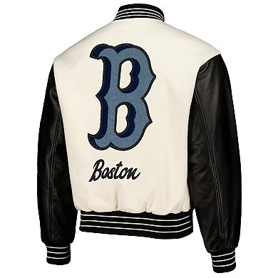 Men's PLEASURES White Boston Red Sox Full-Snap Varsity Jacket
