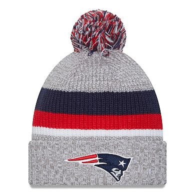 Men's New Era Heather Gray New England Patriots Cuffed Knit Hat with Pom
