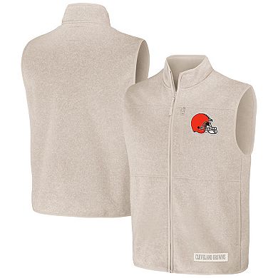 Men's NFL x Darius Rucker Collection by Fanatics Oatmeal Cleveland Browns Full-Zip Sweater Vest