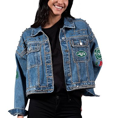 Women's G-III 4Her by Carl Banks New York Jets First Finish Medium Denim Full-Button Jacket